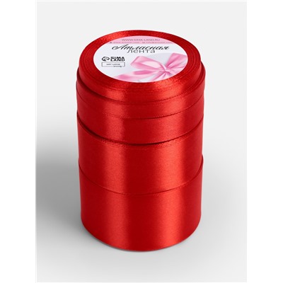 Атласная лента, набор 5 шт., 6/10/20/40/50 мм, 23±1 м, красная №26