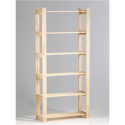 Стеллаж деревянный, 6 полок, 170×84×28 см, хвоя, усиленный, напольный