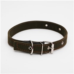 Ошейник брезентовый двухслойный, 62×3 см, ОШ 30-55 см, тёмно-зелёный