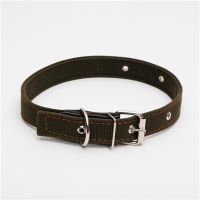 Ошейник брезентовый двухслойный, 62×3 см, ОШ 30-55 см, тёмно-зелёный