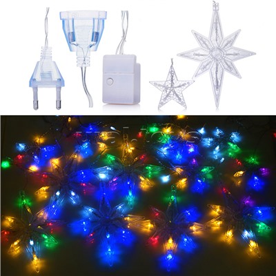 Электрогирлянда-занавес светодиодная "Звезды", цветная