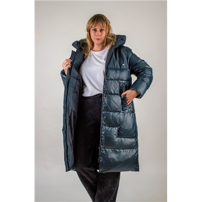Зимняя удлиненная куртка с капюшоном арт. 221