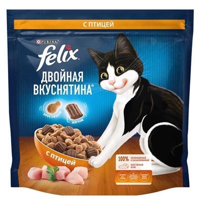 Сухой корм Felix «Двойная вкуснятина», для кошек, птица, 1.3 кг