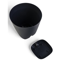 Горшок для цветов «Гранд», 8 л, d=24 см, h=25 см, пластиковый, с прикорневым поливом, графитовый