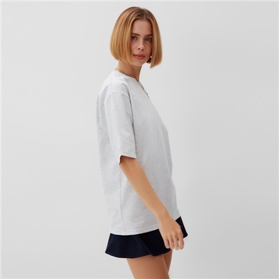 Футболка оверсайз с нашивкой женская MINAKU: One Most Brand, серая меланж, размер 44