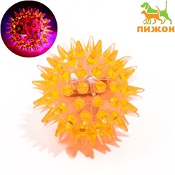 Мяч светящийся мини для кошек, TPR, 3.5 см, оранжевый