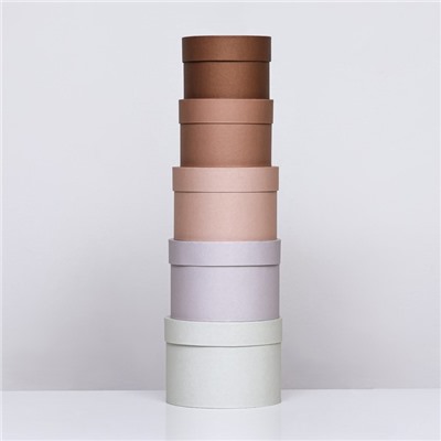 Набор круглых подарочных коробок 5 в 1«Кофе», 20×14 - 15×10 см