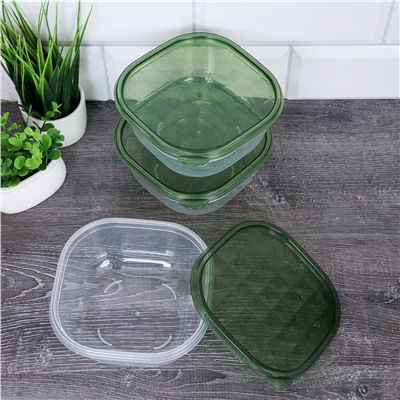 Контейнер квадратный 3 штуки 500 мл / P8 /уп 126/12,5x4 см