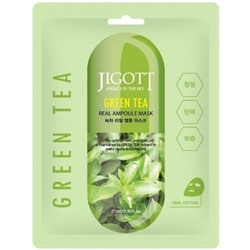 Jigott Маска-салфетка с экстрактом зелёного чая Green Tea Real Ampoule Mask