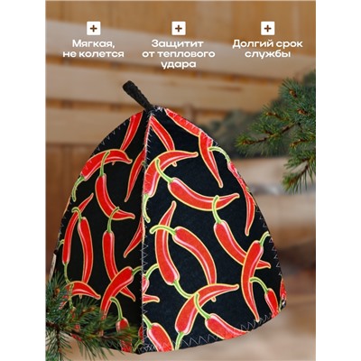 Шапка для бани и сауны «Перец», полиэфир, шерсть, «Добропаровъ»