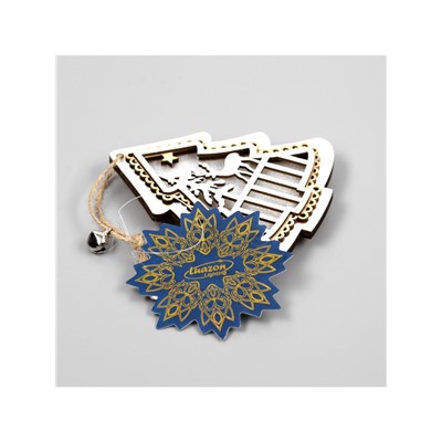 Ёлочная игрушка «Ёлочка с оленем», 10×10×2 см, 4 LED, от батареек, свечение тёплое белое