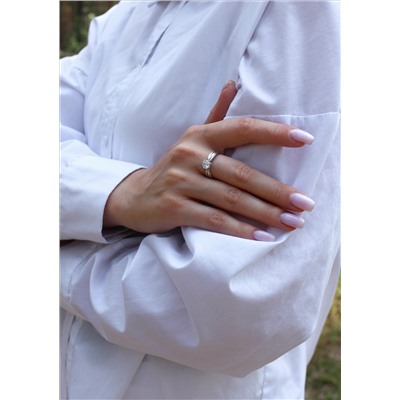 Кольцо из серебра с фианитом родированное 925 пробы S1180111010р