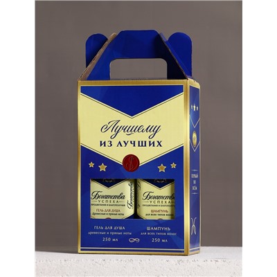 Подарочный набор «Лучшему», гель для душа и шампунь для волос виски, 2×250 мл, Чистое счастье
