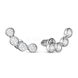 Серьги-пусеты из серебра с фианитами родированные 925 пробы С-3565-Р