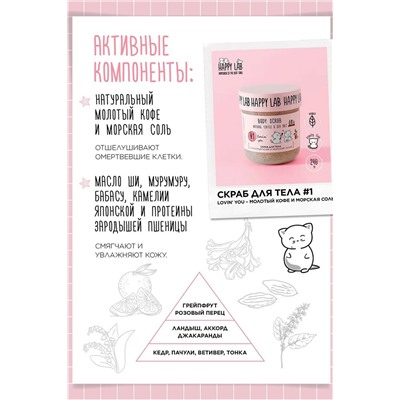 HAPPY LAB Набор для ухода за телом Lovin you: гель для душа, скраб для тела, 300 мл, 240 г KRISTALLER, 1210429