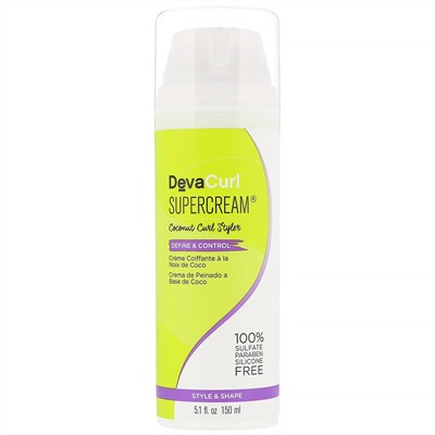 DevaCurl, SuperCream, крем для волос с кокосом для вьющихся волос, 150 мл