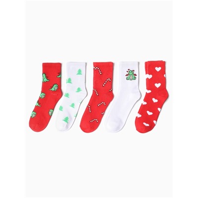 Носки женские новогодние набор 5 пар KAFTAN «Праздник к нам приходит», размер 36-39 (23-25 см)