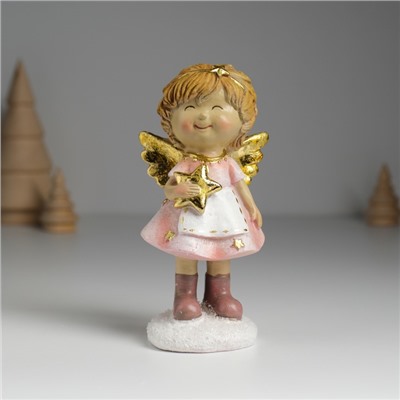 Фигурка полистоун «Ангелочек в розовом платье и белом фартуке», 6.5×5×12.5 см, МИКС