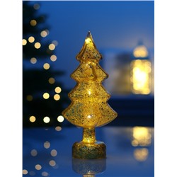 Фигура светодиодная «Ёлочка золотистая», 1 LED, 25 см, от батареек AAAx3, свечение тёплое белое
