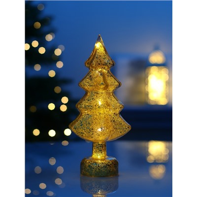 Фигура светодиодная «Ёлочка золотистая», 1 LED, 25 см, от батареек AAAx3, свечение тёплое белое