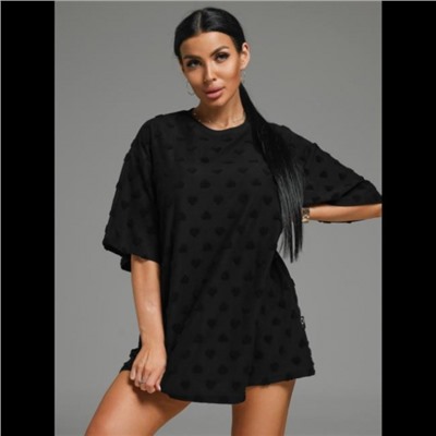 Футболка Ирбис (Махра черный сердечки)