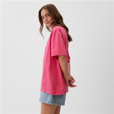 Футболка женская из вареного хлопка MIST Streetwear, розовая, размер 46-48