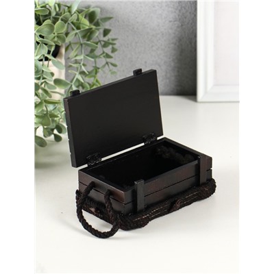 Шкатулка для украшений «Морской сундук с якорем», с ручкой, дерево, красно-коричневая, 12.8×8×5.5 см