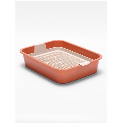 Туалет для кошек «Мур-мяу», 33×25×7 см, с сеткой, пластик, цвет коралловый