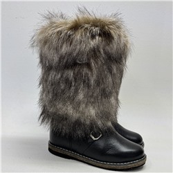 Унты мужские высокие мех “Песец” кожаные на войлочной подошве