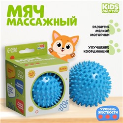 Мяч массажный ONLYTOP «Ёжик», d=9 см, голубой
