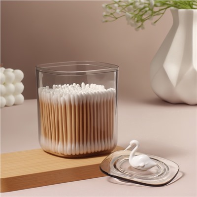 Органайзер для хранения «Пеликан», с крышкой, 9×9×13.5 см, белый, прозрачный