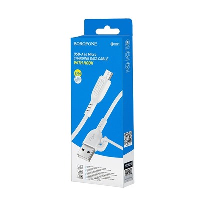 Кабель USB - micro USB Borofone BX91 12W 100см 2,4A  (white)