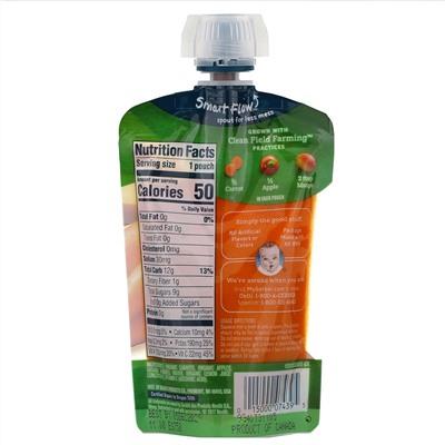 Gerber, Smart Flow, Organic, морковь, яблоко и манго, 99 г (3,5 унции)