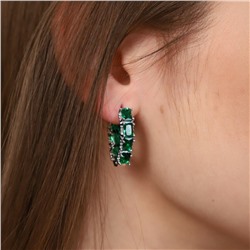 Уценка! Серьги ювелирная бижутерия, покрытие: посеребрение , цвет камня: зеленый, арт. 08.0661