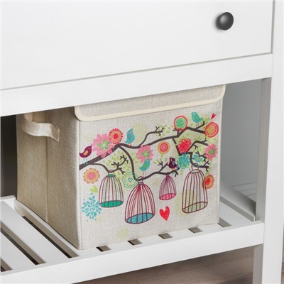 Короб для хранения с крышкой «Весна», 29×29×28.5 см, стеллажный, бежевый