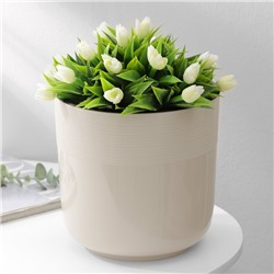 Кашпо для цветов со вставкой «Линель», 4.5 л, d=19 см, h=19 см, бежевое