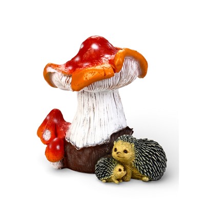 Садовая фигура «Гриб-мухомор с ежами» из полистоуна, 40×32×40 см