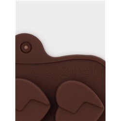 Форма для конфет и шоколада Доляна «Сердце», силикон, 21×10×1.5 см, 15 ячеек (3×2.3 см), коричневая