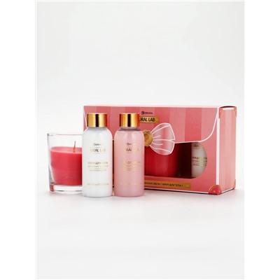 Подарочный набор: гель для душа и крем для тела 2 шт. × 100 мл, ароматическая свеча, URAL LAB