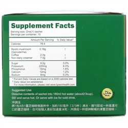 Longreen, 4 in 1 Reishi Coffee, 10 саше, каждое весом 18 г