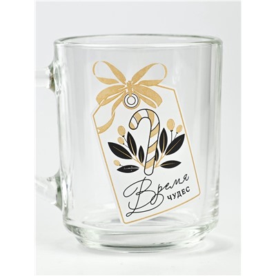 Кружка новогодняя стеклянная «Чудесное время», 200 мл