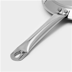 Сковорода блинная Катунь «Общепит», d=26 см, толщина корпуса 0.6 мм, капсульное дно 3.5 мм, антипригарное покрытие, индукция, нержавеющая сталь