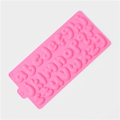 Форма для кондитерских украшений Доляна «Алфавит английский», силикон, 33.5×16.3 см, 26 ячеек (h=4 см), МИКС