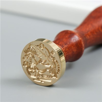 Печать для сургуча с деревянной ручкой «Перо и чернила», 9×2.5×2.5 см