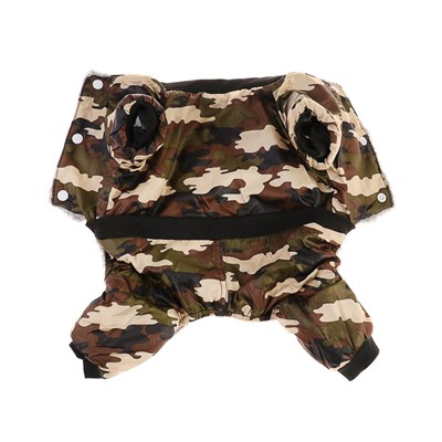 Комбинезон для собак, размер M, ДС 26, ОШ 32, ОГ 44 см, на меховом подкладе с капюшоном