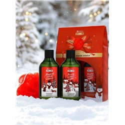 Подарочный набор новогодний: гель для душа, пена для ванны и мочалка, URAL LAB