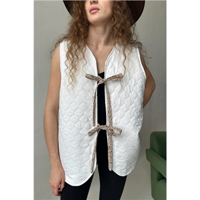 Жилет стеганый  HOME109/02/Бежевый, коричневый