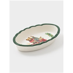 Блюдо для запекания новогоднее Доляна «Сказки зимнего леса», 1.03 л, 28×17.5×4.9 см, доломит, белое