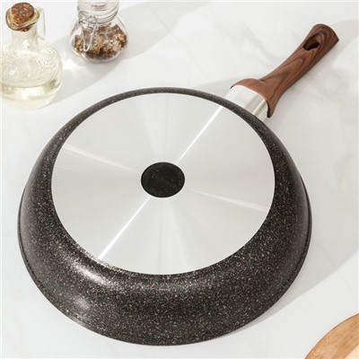 Сковорода KUKMARA Granit Ultra original, d=28 см, пластиковая ручка, антипригарное покрытие, алюминий, чёрная