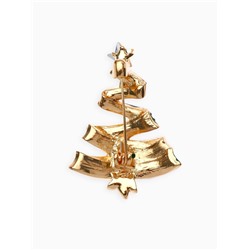Брошь новогодняя «Ёлка», серпантин, загадай желание, разноцветная в золоте
